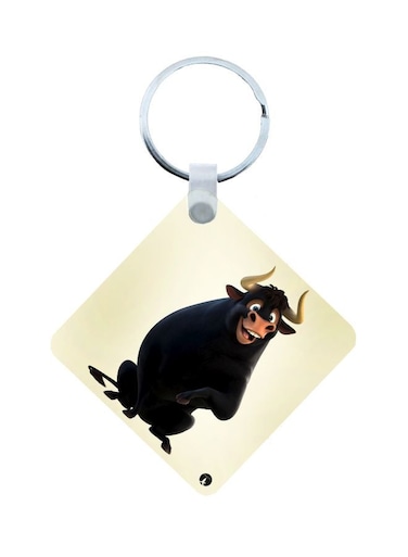 Bull Printed Keychain Beige/Black
