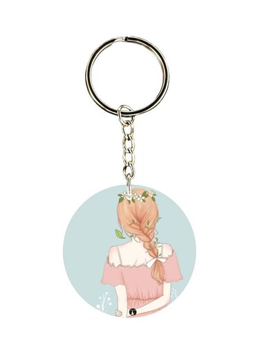 Girl With Flower On Head Themed Keychain