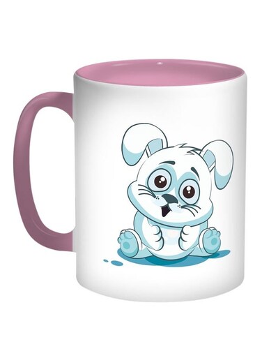 Rabbit Printed Coffee Mug Blue/White/Pink 11ounce