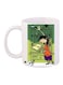 Cartoon Printed Coffee Mug White/Green/Orange 11ounce