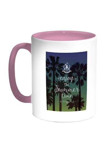 Enjoy The Summer Time Printed Coffee Mug Pink/White/Blue 11ounce