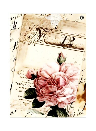 Flower Themed Metallic Plate Beige/Pink/Green 20x15cm