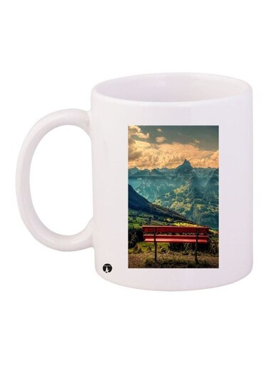 Mountain Printed Coffee Mug White/Red/Green 11ounce
