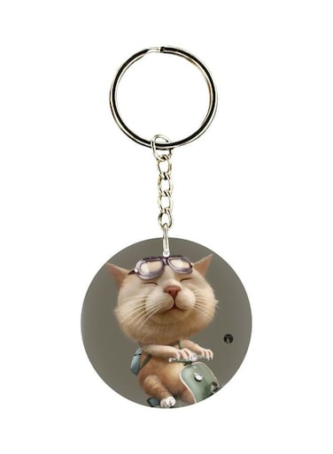 Double Sided Cat Printed Keychain