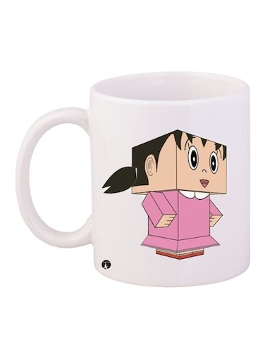 Cartoon Printed Coffee Mug White/Pink/Beige 11ounce