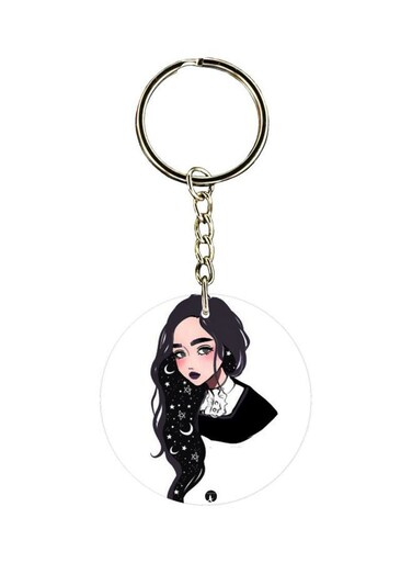Cartoon Girl Printed Double Sided Keychain