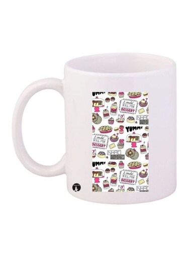Food Printed Coffee Mug White/Pink/Yellow