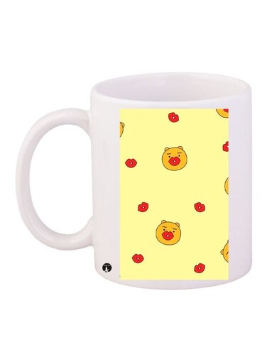 Cartoon Printed Coffee Mug White/Yellow/Brown 11ounce