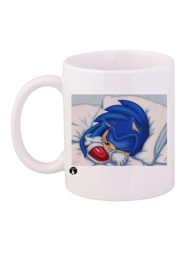 Sonic Printed Coffee Mug White/Blue/Beige Standard Size