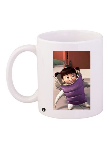 Cartoon Printed Coffee Mug White/Grey/Purple 11ounce