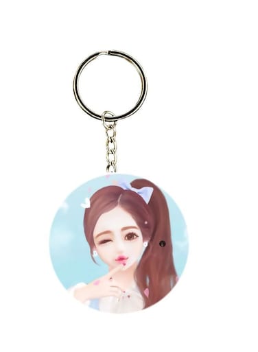 Double Sided Girl Printed Keychain