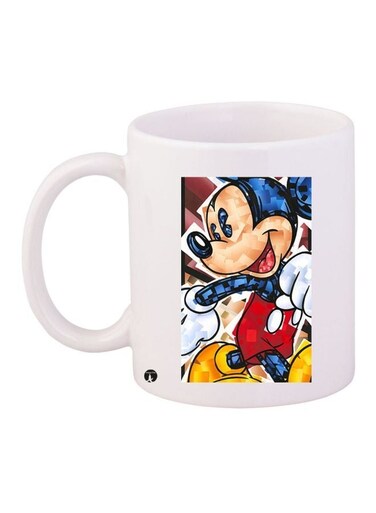 Mickey Mouse Printed Coffee Mug White/Beige/Red 11ounce