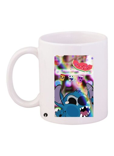 Stitch Printed Coffee Mug White/Blue/Red