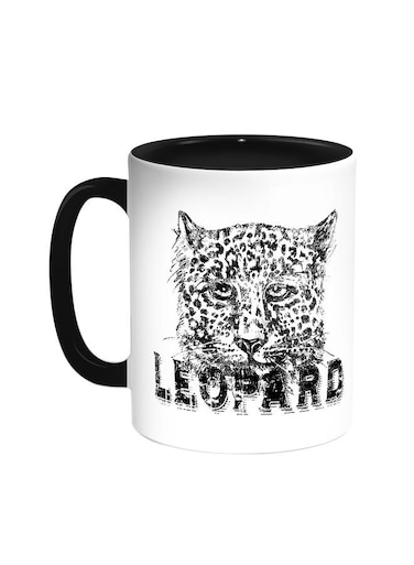 Leopard Printed Coffee Mug Black/White 11ounce