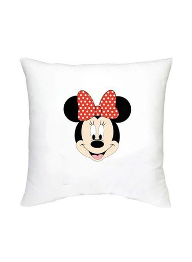 Minnie Mouse Printed Decorative Cushion White/Beige/Black 16x16inch