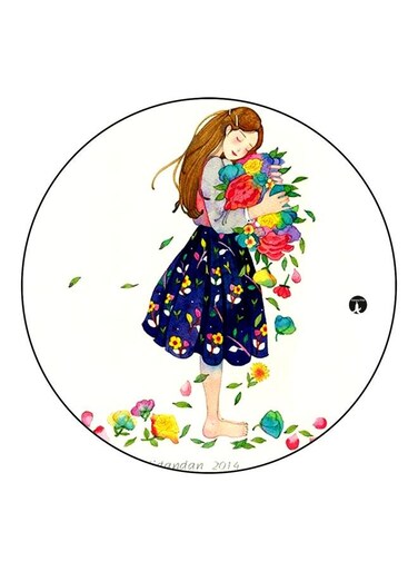 Girl Printed Fridge Magnet White/Blue/Green 5.5cm