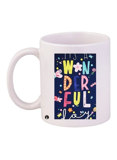Wonderful Printed Coffee Mug White/Blue/Pink 11ounce