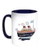 Passenger Steamer Printed Coffee Mug White Blue 11 ounce