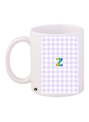 Printed Ceramic Coffee Mug White/Purple