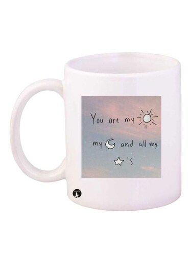 English Phrases Printed Coffee Mug White/Blue/Pink Standard Size