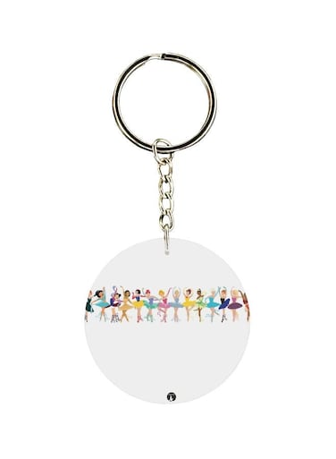 Cartoon Dancing Girl Printed Keychain