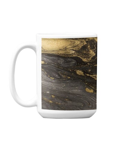 Premium Printed Ceramic Coffee Mug White/Brown 350ml