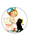 Girl Printed Fridge Magnet Multicolour