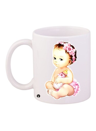 Printed Coffee Mug White/Beige/Pink