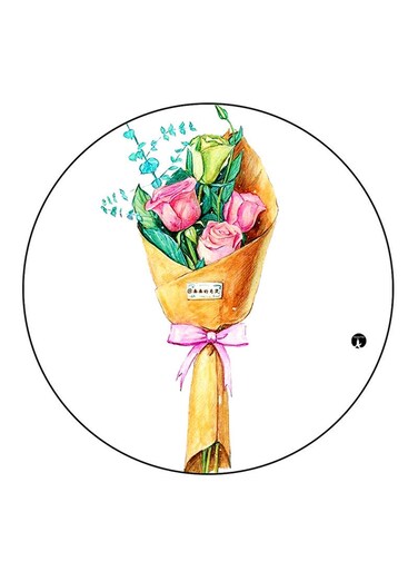 Flowers Printed Fridge Magnet Round Multicolour