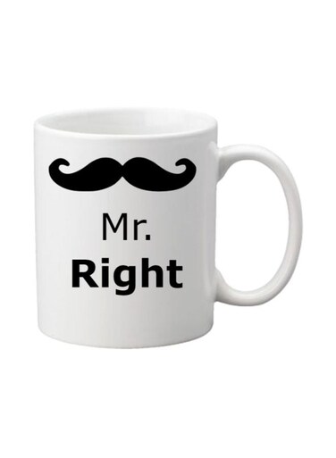 Mr Right Printed Mug Black/White