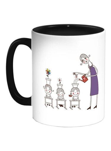 Plant The Seeds Of Love In Children Printed Ceramic Coffee Mug Black/Purple/White 325ml
