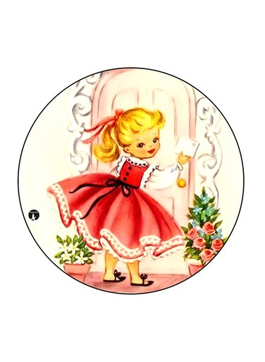 Cute Girl Printed Fridge Magnet Multicolour 5.5 x 5.5cm