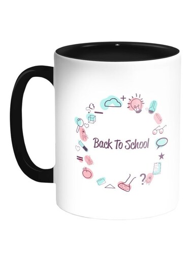 Back To School Printed Coffee Mug Black/White/Green 325ml