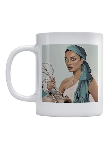 Ceramic Tea And Coffee Mug White/Blue/Beige 350ml
