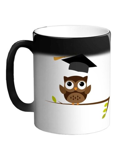 Owl Printed Color Changing Coffee Mug Black 325ml