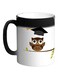 Owl Printed Color Changing Coffee Mug Black 325ml