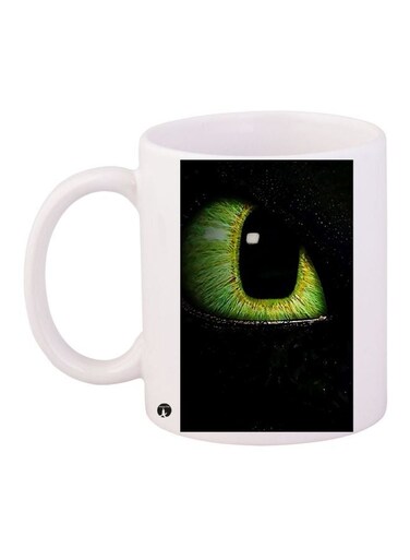 Eyeball Printed Coffee Mug White/Black/Green 11ounce