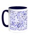 Arabic Letters Printed Coffee Mug Blue/White/Purple 11ounce