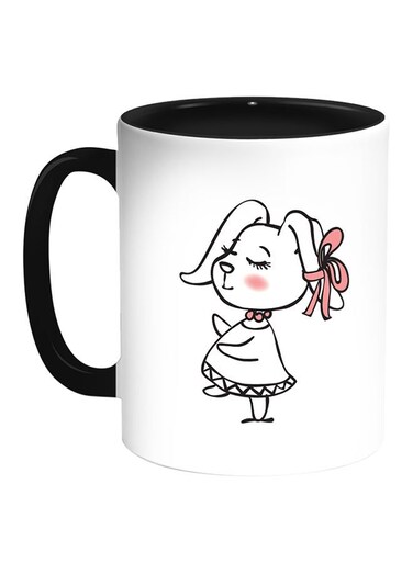 Cartoon Drawings Rabbits Printed Coffee Mug White Black
