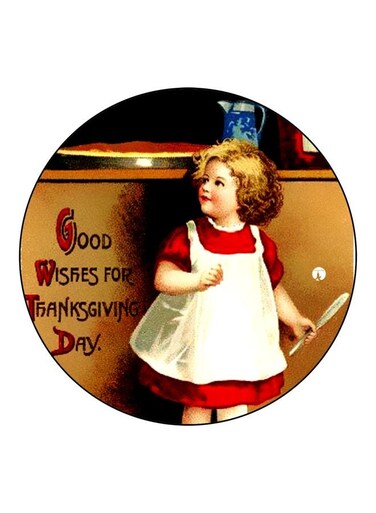 Cartoon Girl Printed Fridge Magnet Brown/Red/White 5.5cm