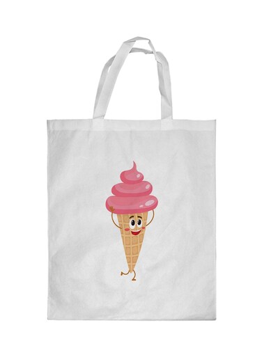 Ice Cream Printed Shopping Bag White