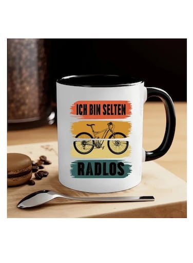 Funny Bicycle-Themed 11oz White Ceramic Coffee Mug - Novelty German Sayings, Perfect for Home &amp; Cafe Use, Ideal Birthday, Party, and Holiday Gift