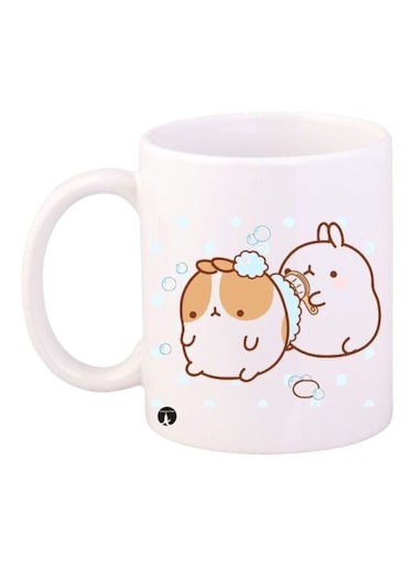Rabbit Printed Mug White/Orange/Brown Standard Size