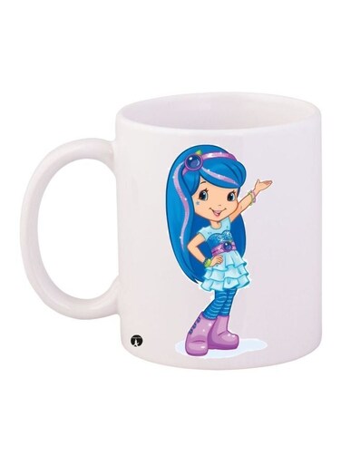 Cartoon Printed Coffee Mug White/Blue/Beige 11ounce