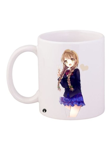 Anime Girl Printed Coffee Mug White/Purple/Brown