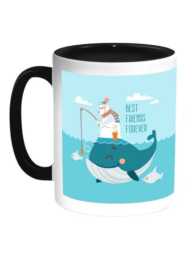 Best Friends For Ever Printed Coffee Mug Black/White/Blue 325ml