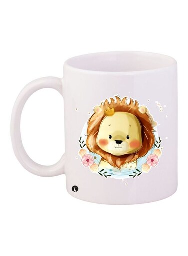 Cartoon Printed Coffee Mug White/Brown/Yellow