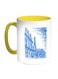 Drawing Of Paris Printed Coffee Mug Blue/White/Yellow 11ounce