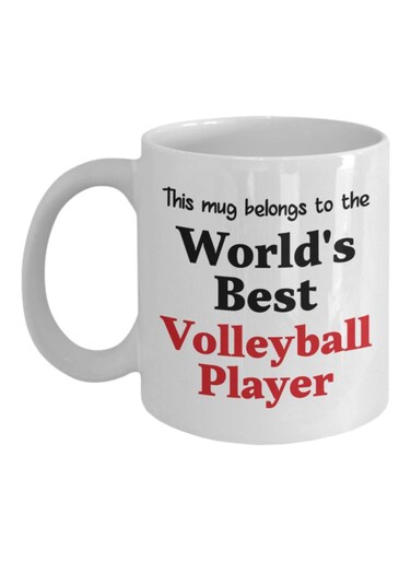 World's Best Volleyball Player Printed Coffee Mug White/Black/Red 8x9.5x8cm