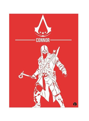 Video Game Assassin's Creed Metal Plate Poster Red/White 15x20cm